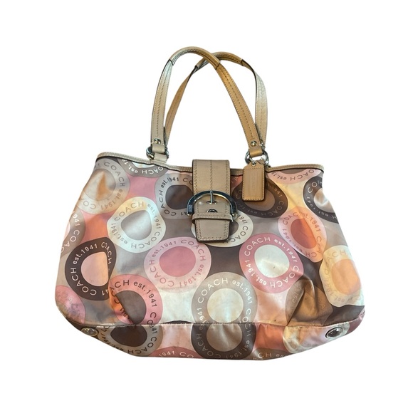 Coach Pink Print Shoulder Bag - Picture 1 of 9